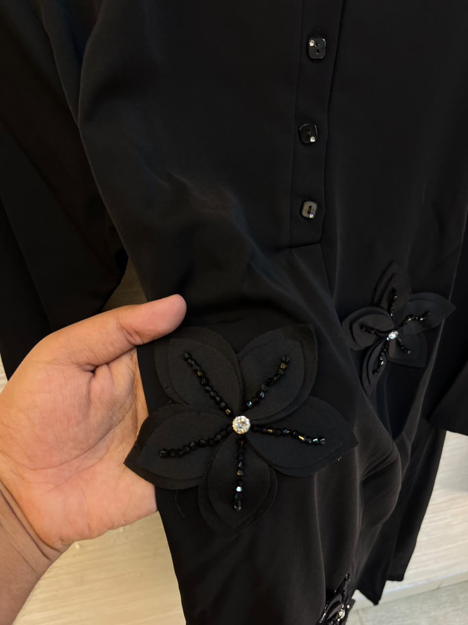 1202 Floral Patch Work Coord Set - Black