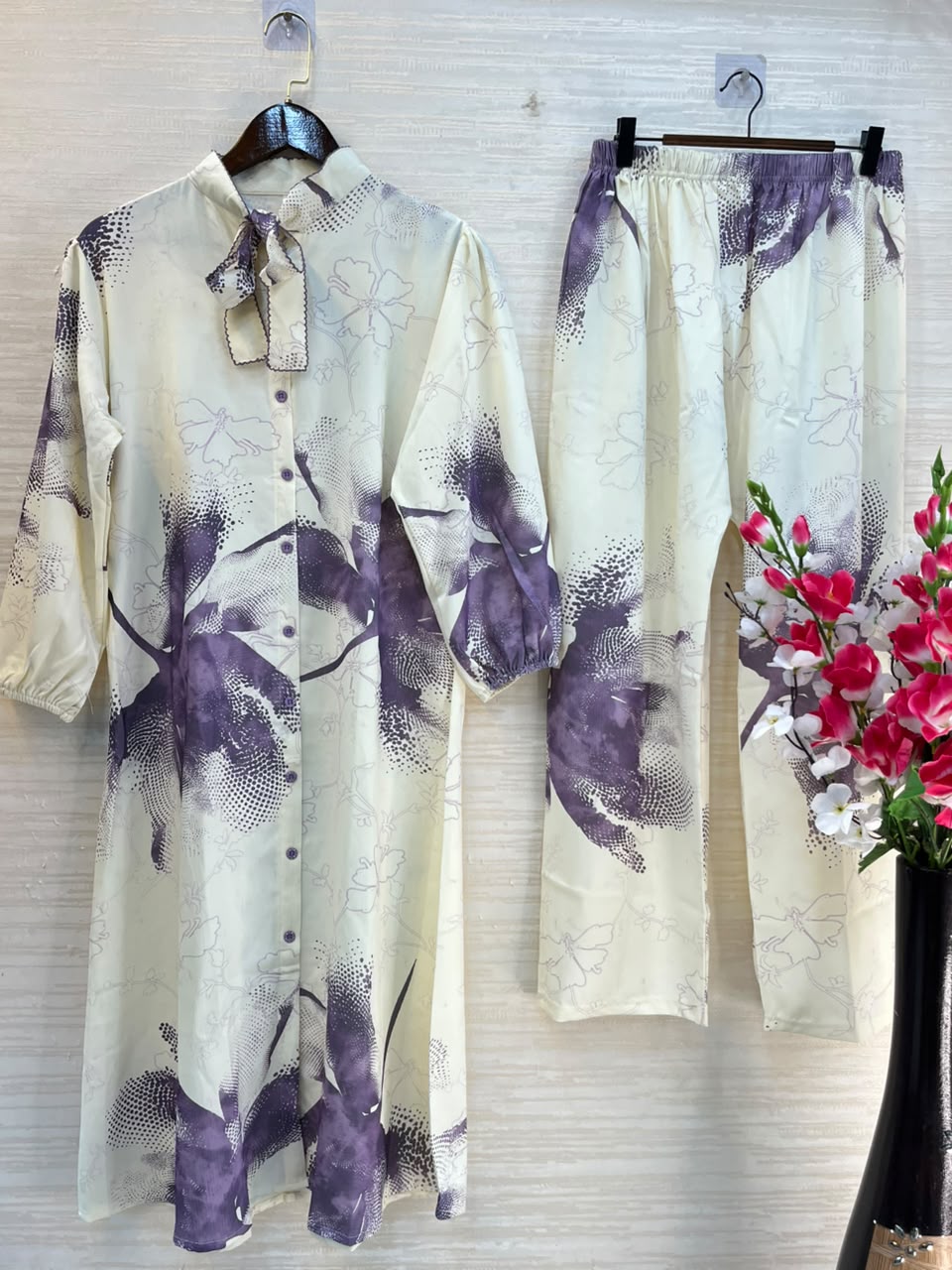 1192 Floral Printed Coord Set -  Lavender