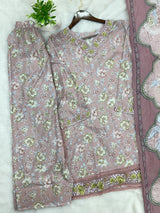 1441 Mausumery Foral Lawn Suit - Mauve Pink