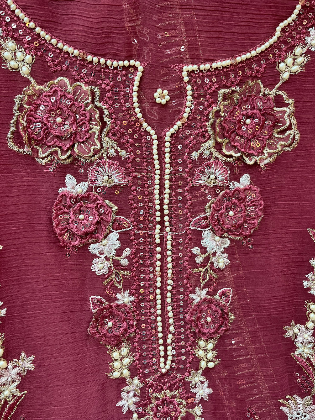 1446 Pakistani Unstitched Partywear - Berry Maroon