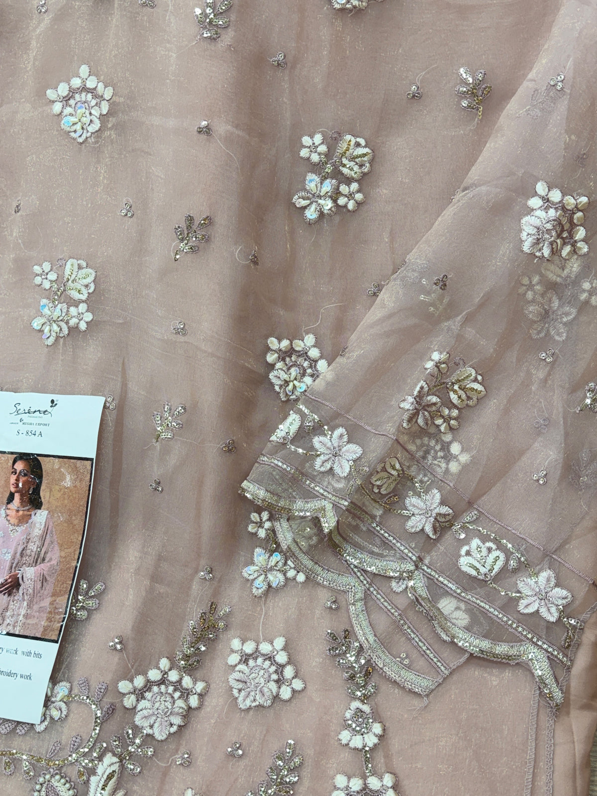 1438 Pakistani Unstitched Partywear - Pink