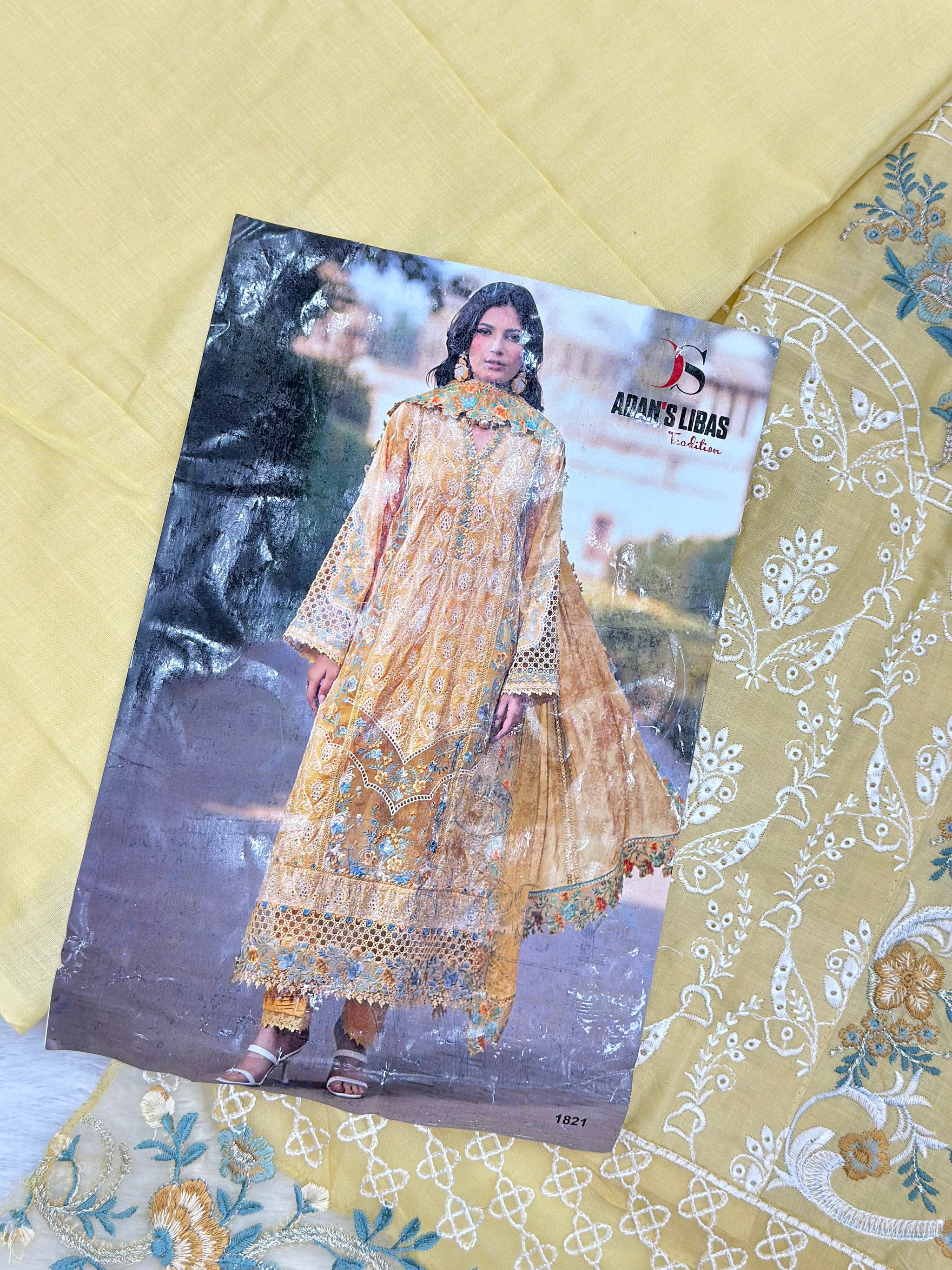 841 Adan Libas Pakistani Unstitched Lawn Suit