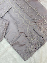 652 Pakistani Cut-Work Embroidery - Ash Lilac