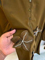 1202 Floral Patch Work Coord Set - Olive Green