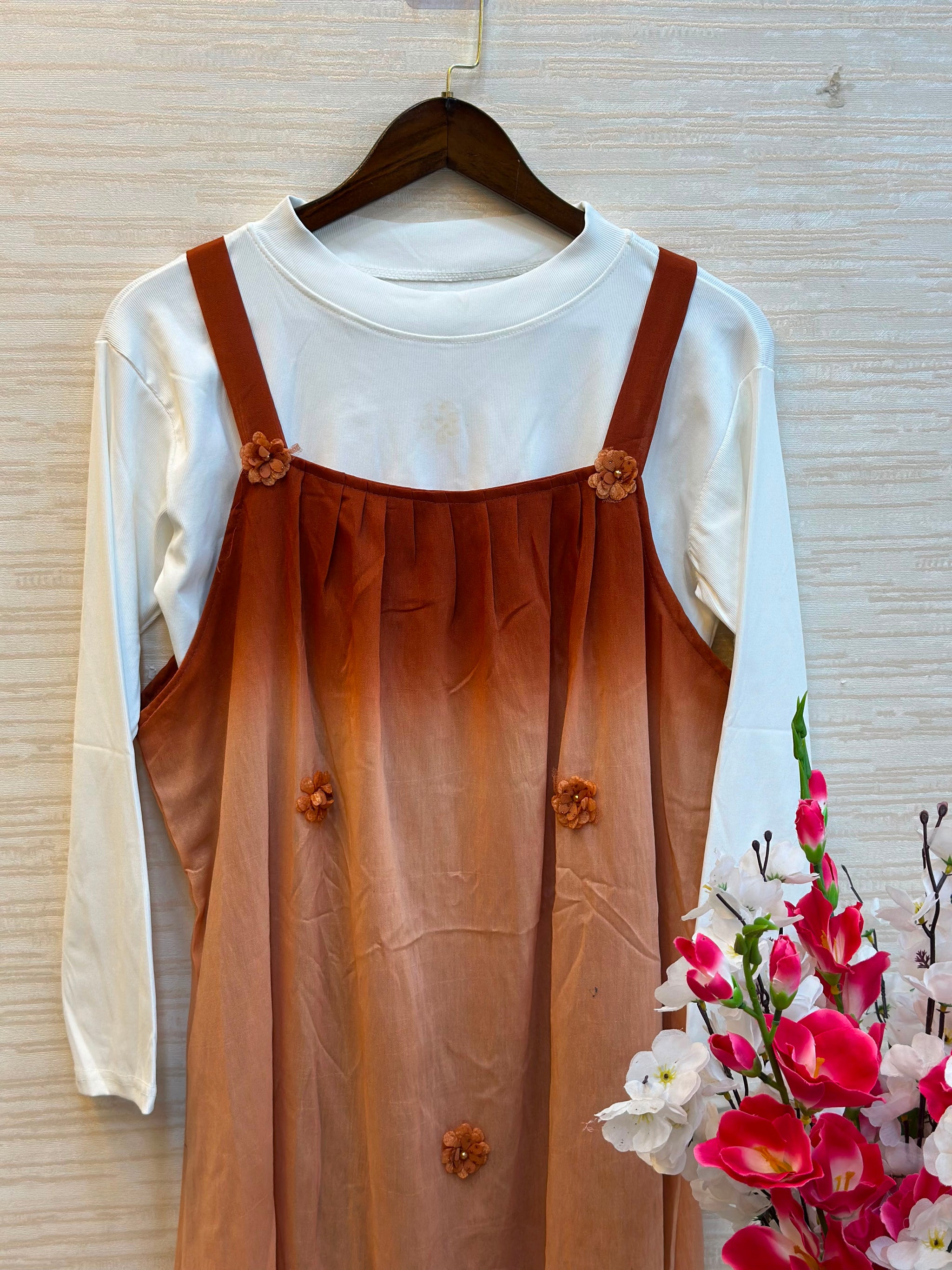 1015 Floral Flare Coord Set - Rust