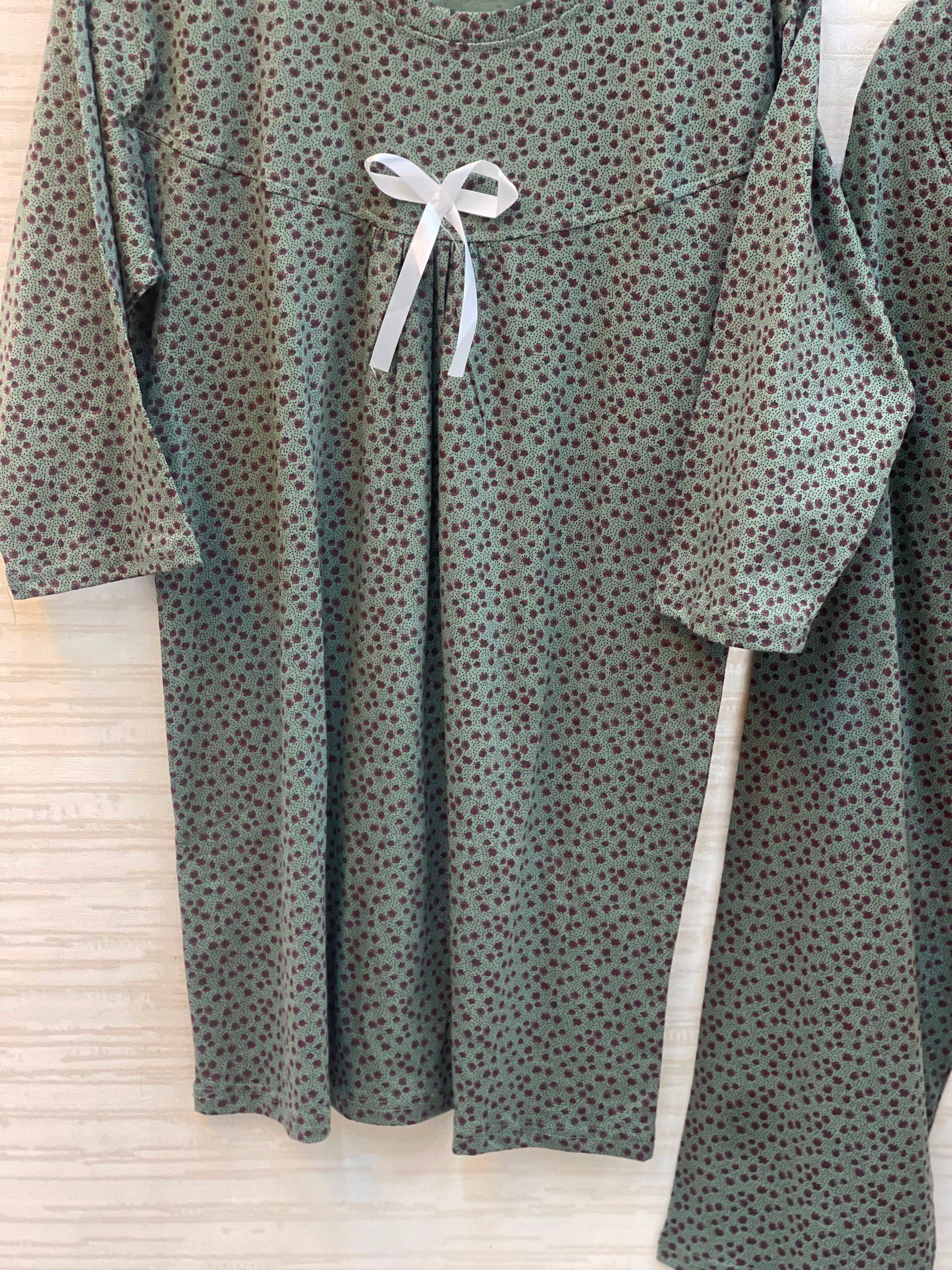 1014 Korean Bow Night Wear - Moss Green