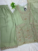 1427 Heavy Pakistani Partywear - Pista Green