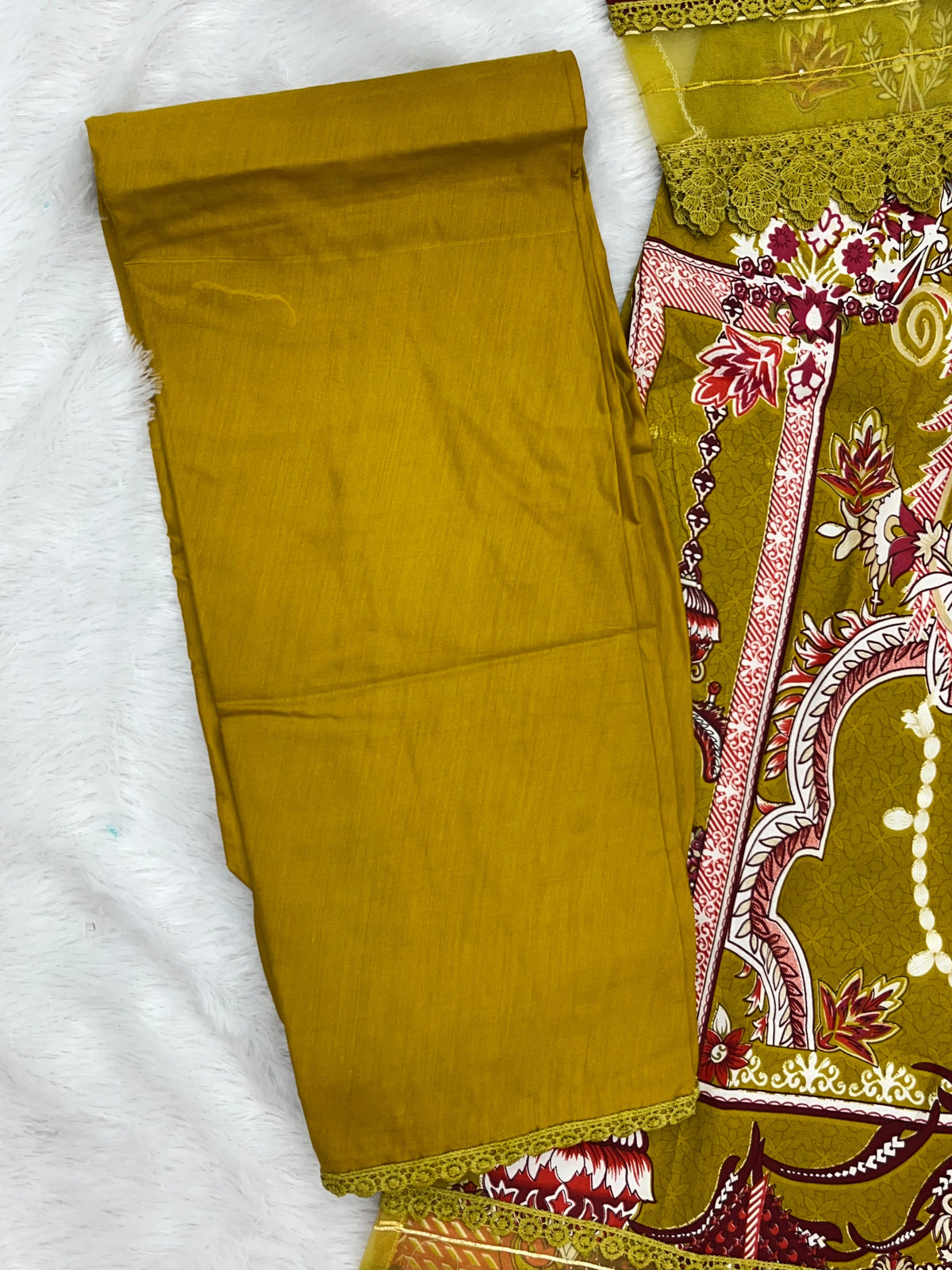 1449 Pakistani Embroidered Suit - Mehndi Green