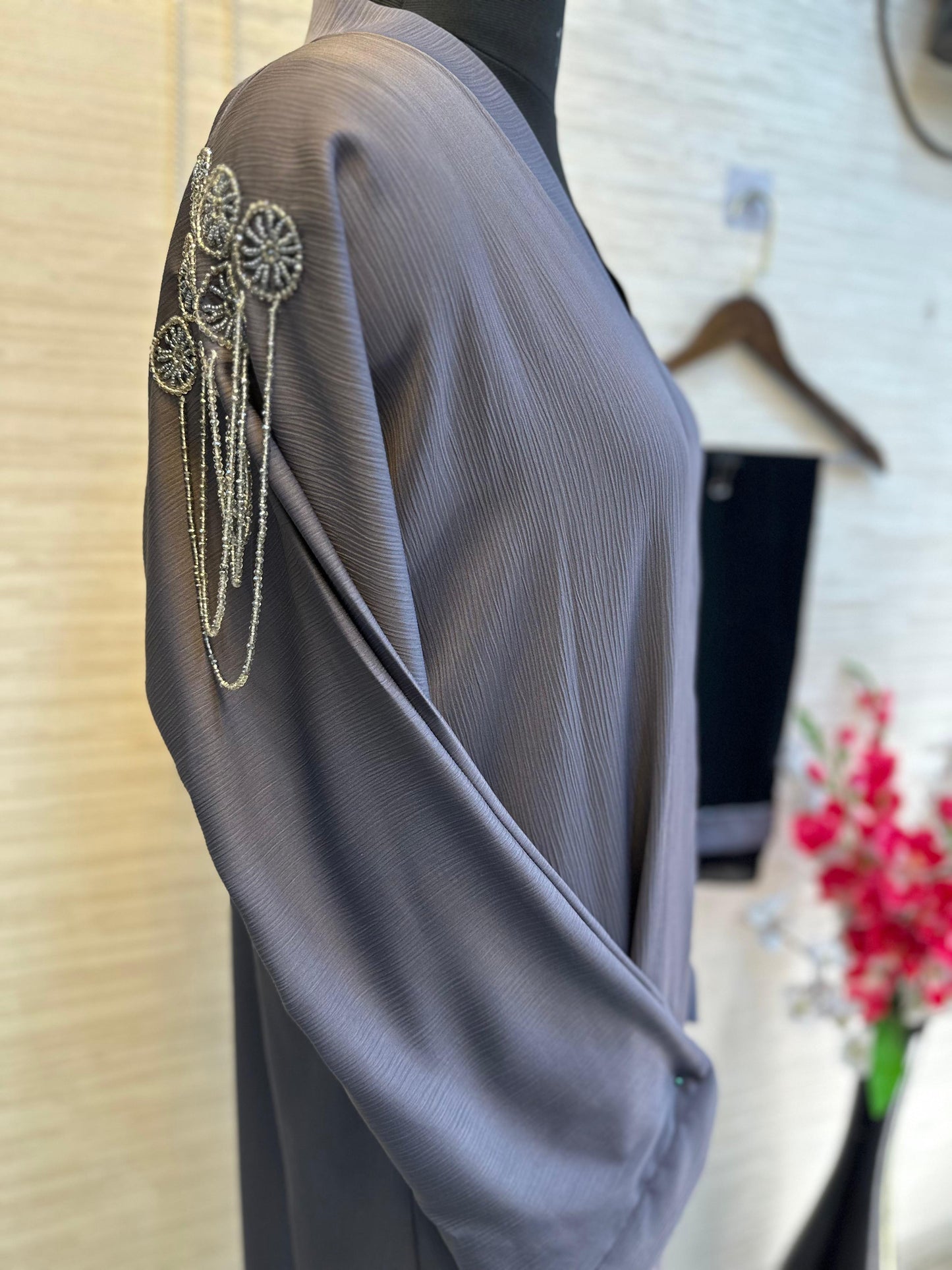 1115 The Premium Abaya - Dusty Steel Gray