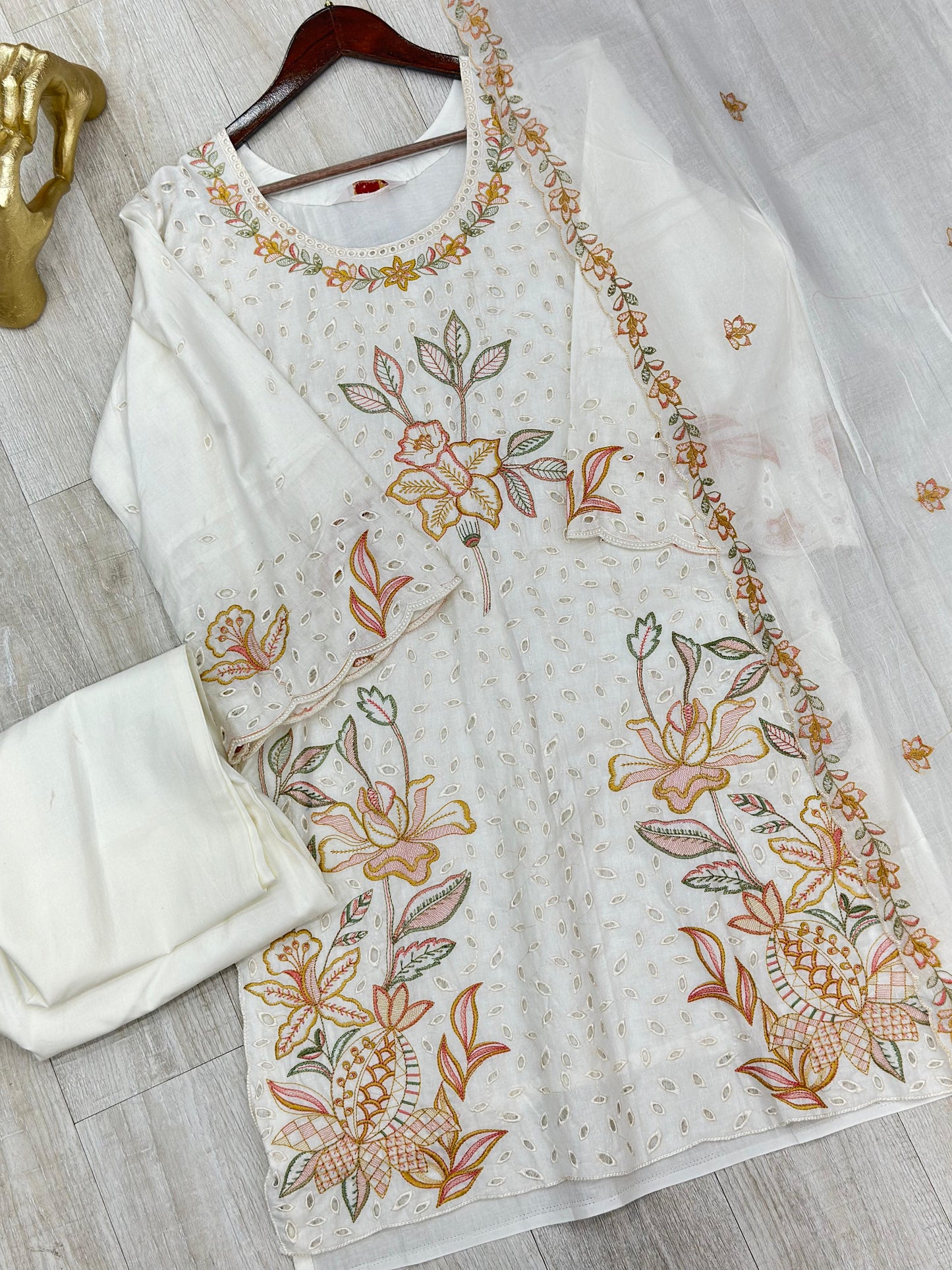 631 Premium Pakistani Lawn Suit - Ivory