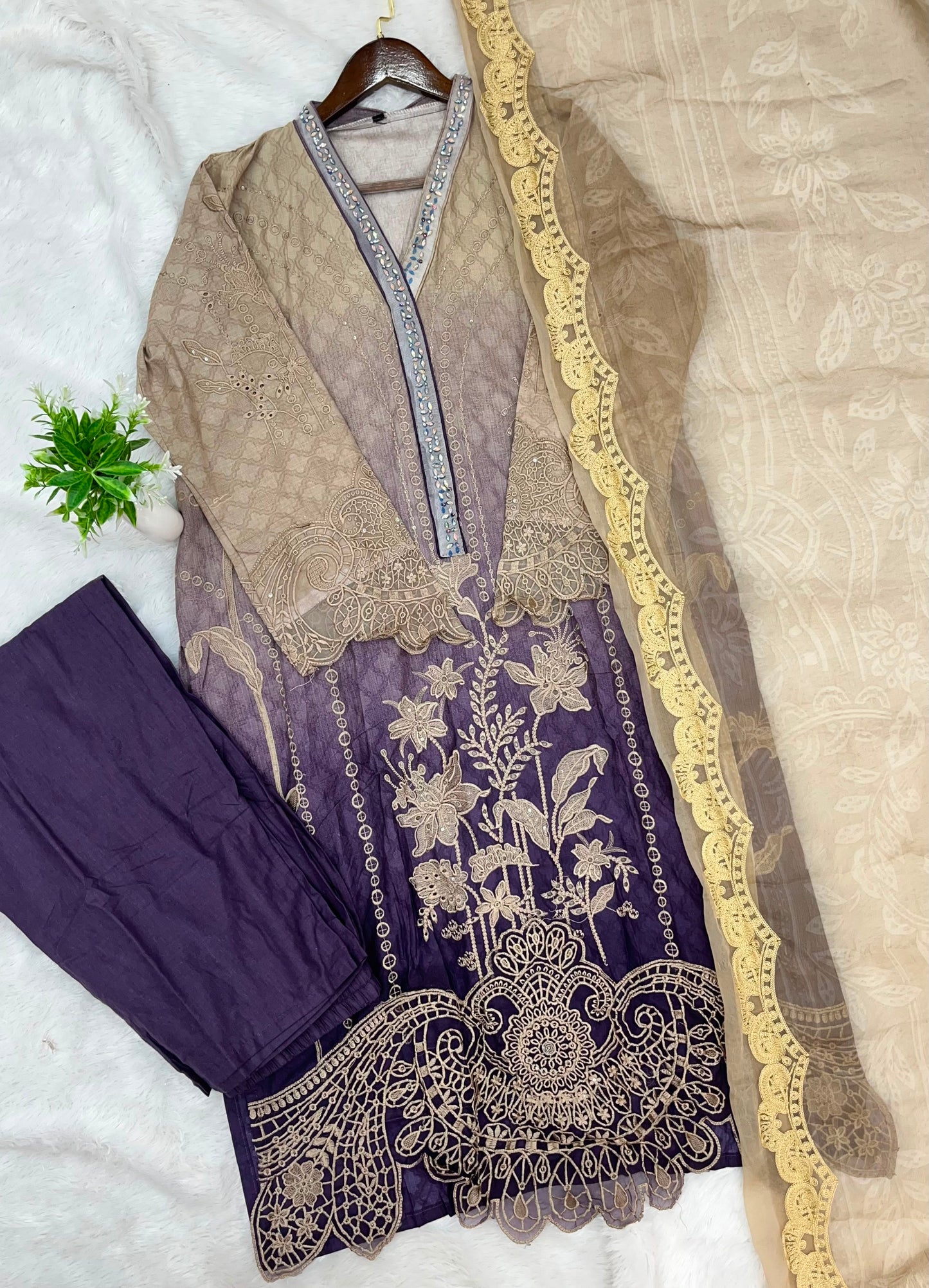 1327 Maria-B Pakistani Lawn Suit - Purple
