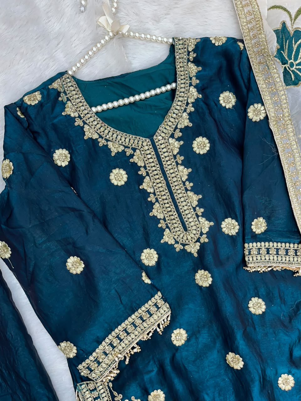 1489 Pakistani Party Wear - Teal Blue