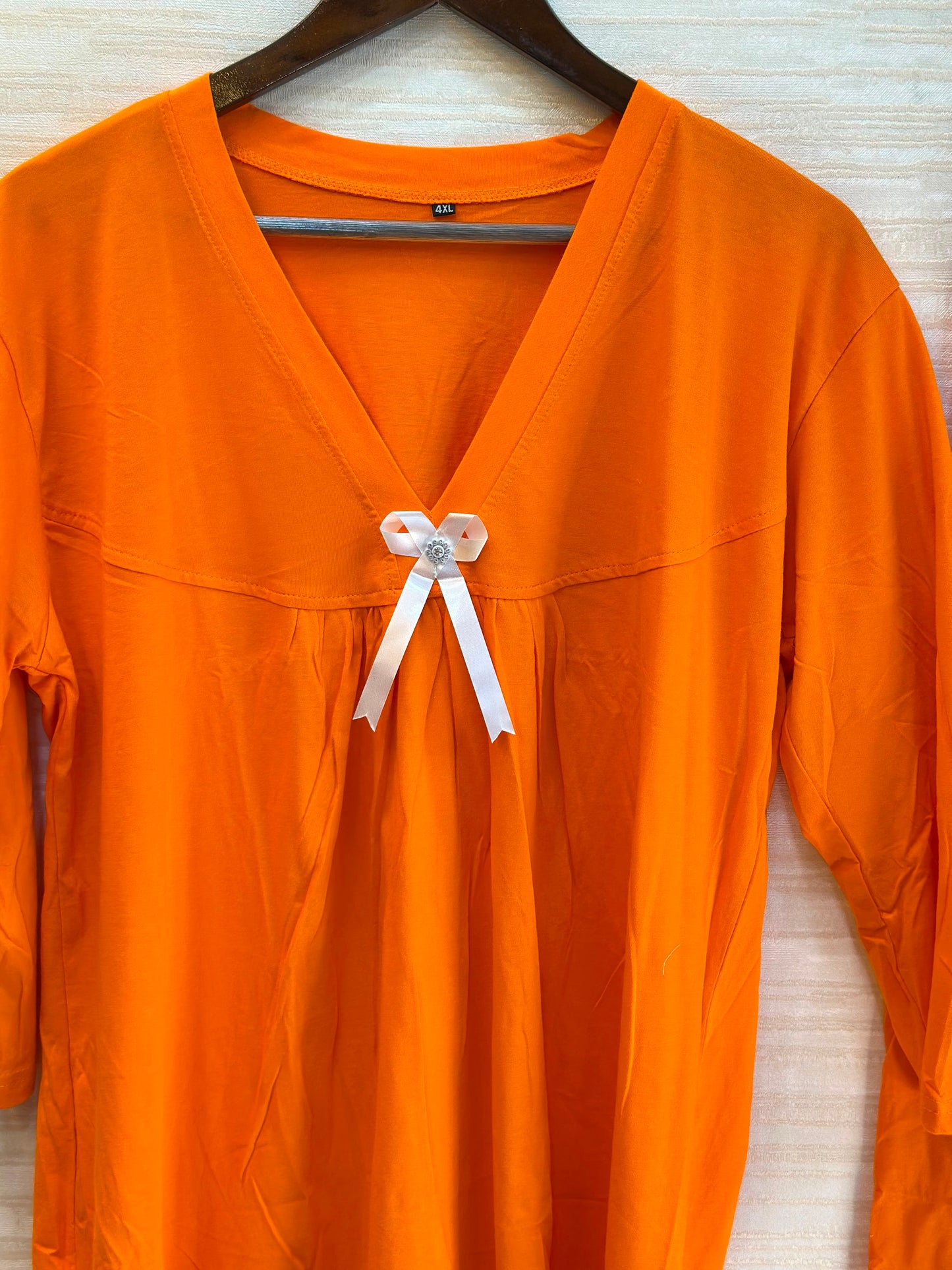 1044 Korean Bow Night Wear - Orange