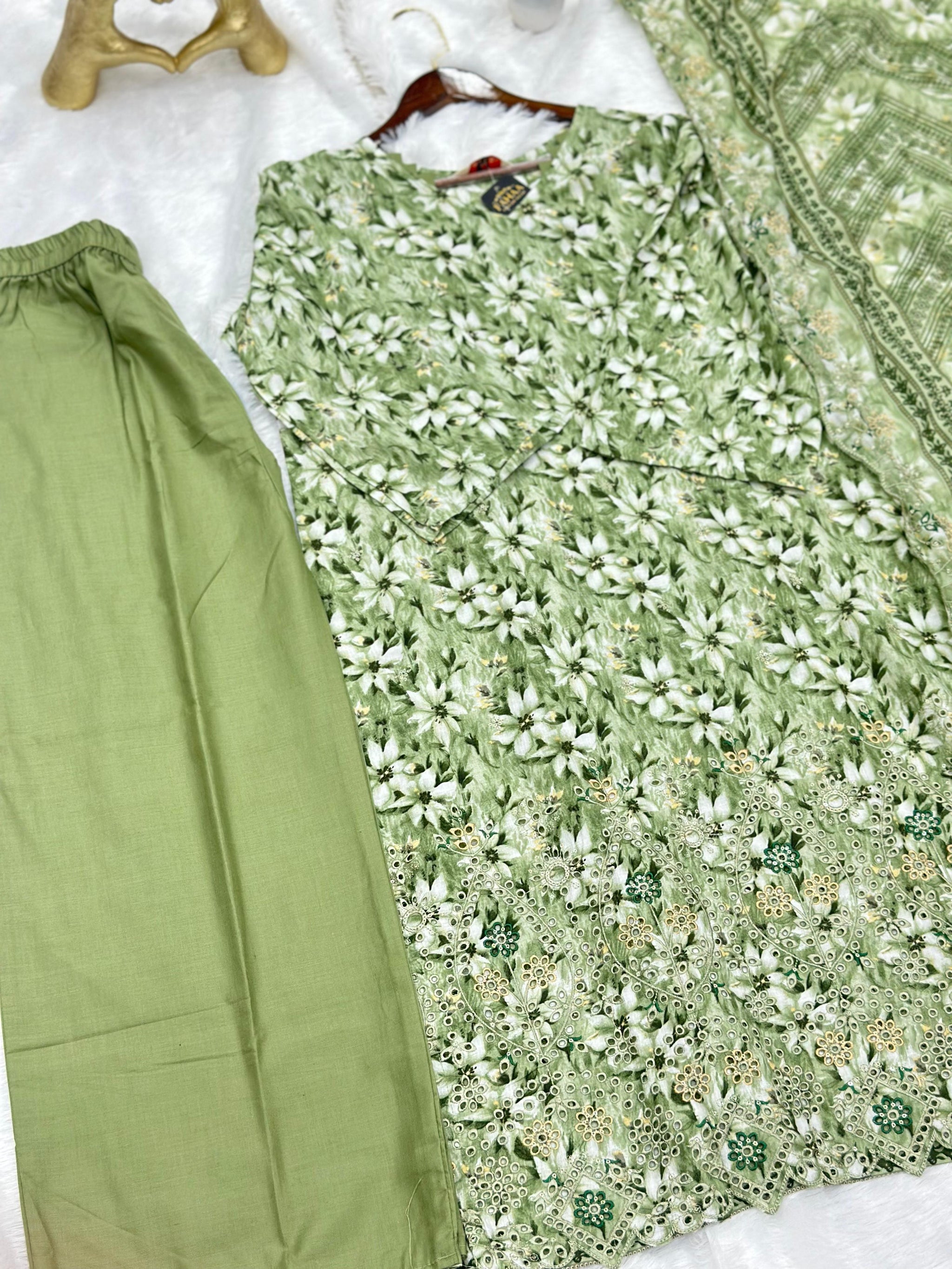 682 Pakistani Lawn Suit -  Green
