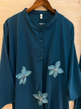1202 Floral Patch Work Coord Set - Teal Blue