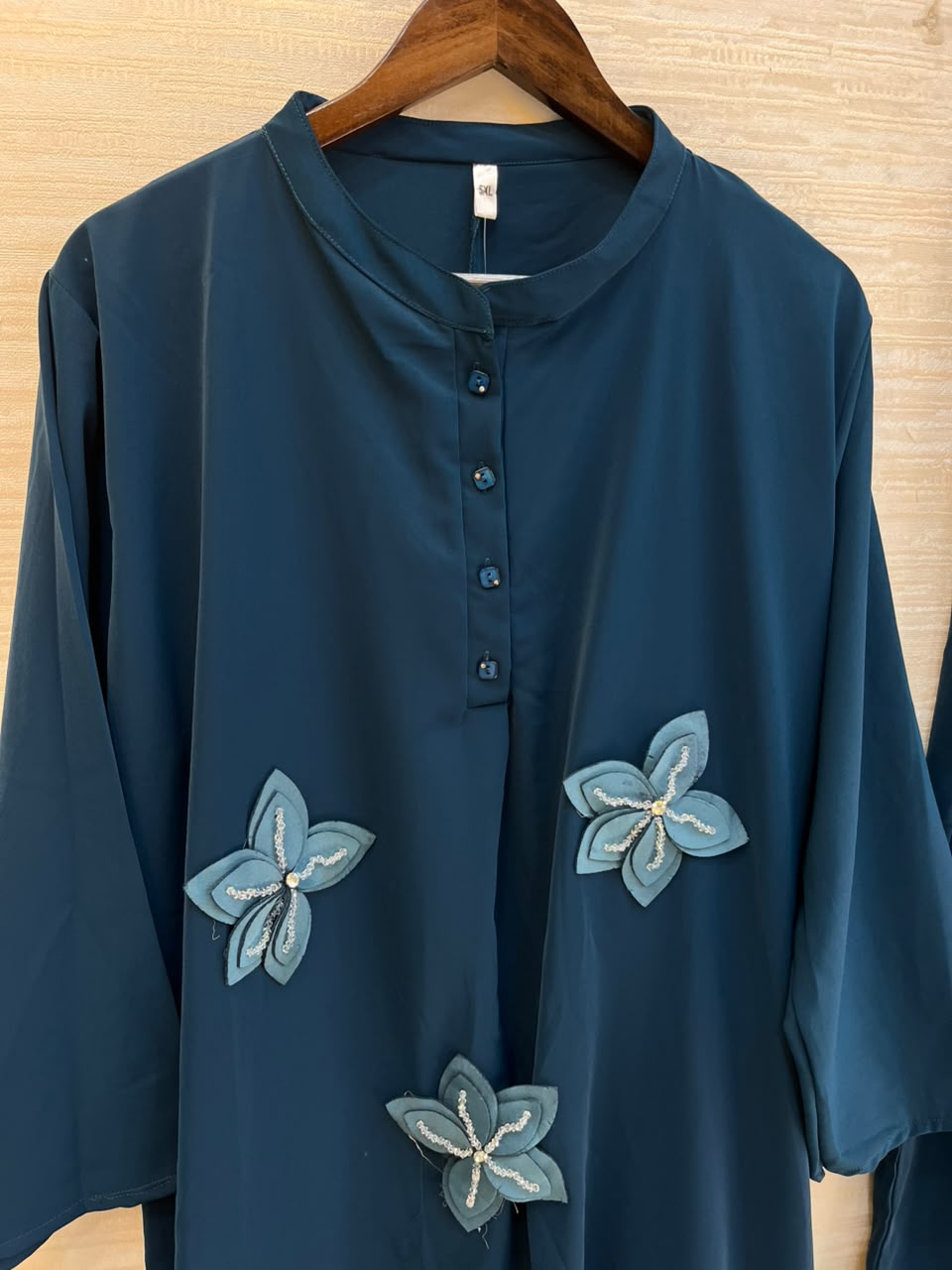 1202 Floral Patch Work Coord Set - Teal Blue