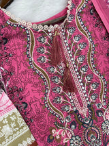 1449 Pakistani Embroidered Suit - Hot Pink