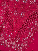 1442 Motifz Unstitched Partywear - Rani Pink