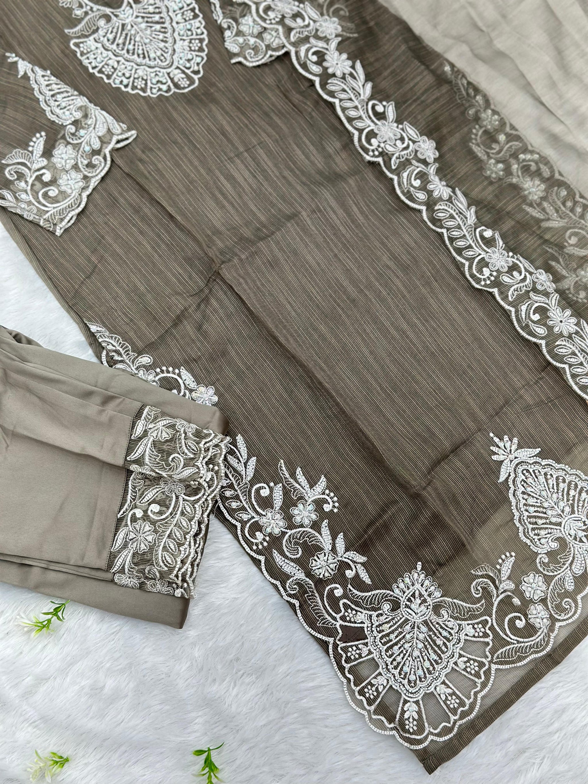 623 Premium Embroidered Pakistani Party Wear - Green