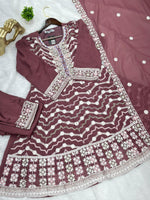 653 Pakistani Embroidered Frock Set - Onion Pink