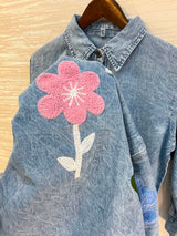 1195 Denim Crochet Coord Set - Sky Blue