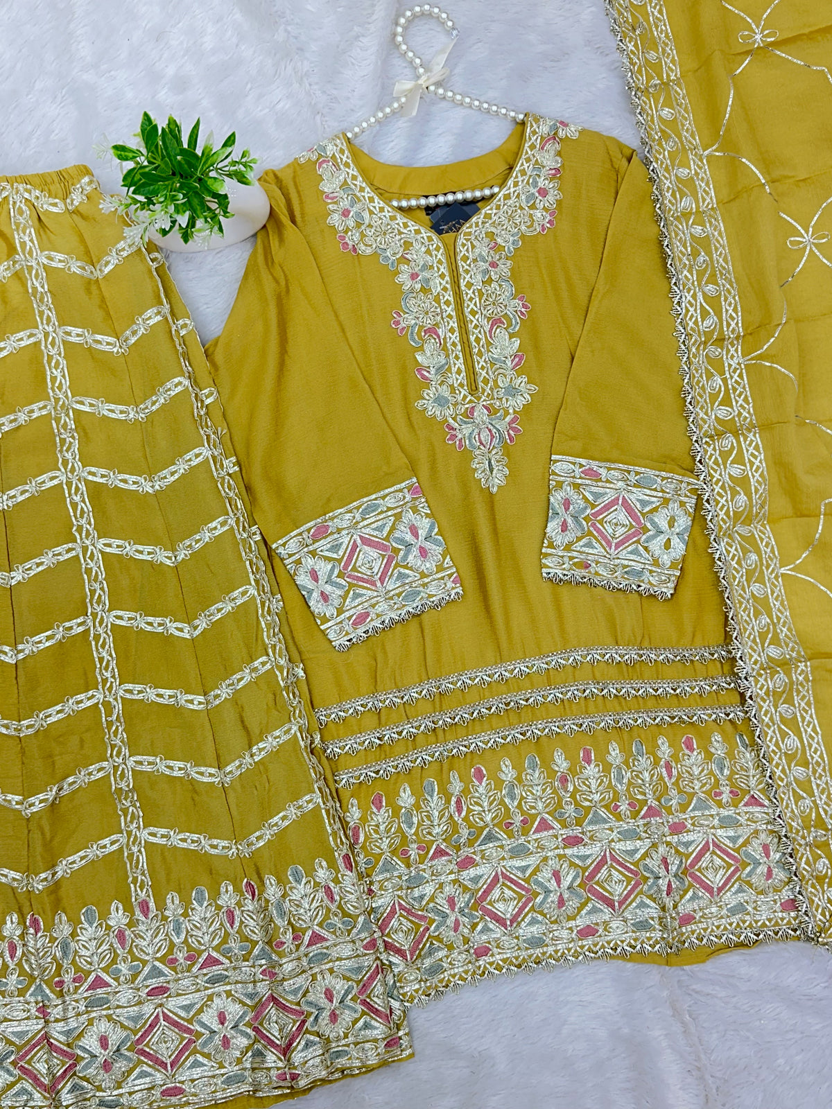 1435 Heavy Pakistani Partywear - Mustard Yellow