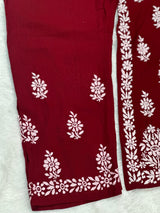 664 Lucknowi Palazzo Set - Dark Red