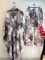 1099 Floral Kaftan Coord Set - Dusty Lavender