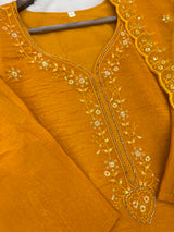 1204 Floral Hand-Work Partywear - Yellow