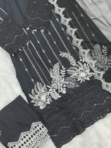 622 Premium Embroidered Pakistani Party Wear - Black