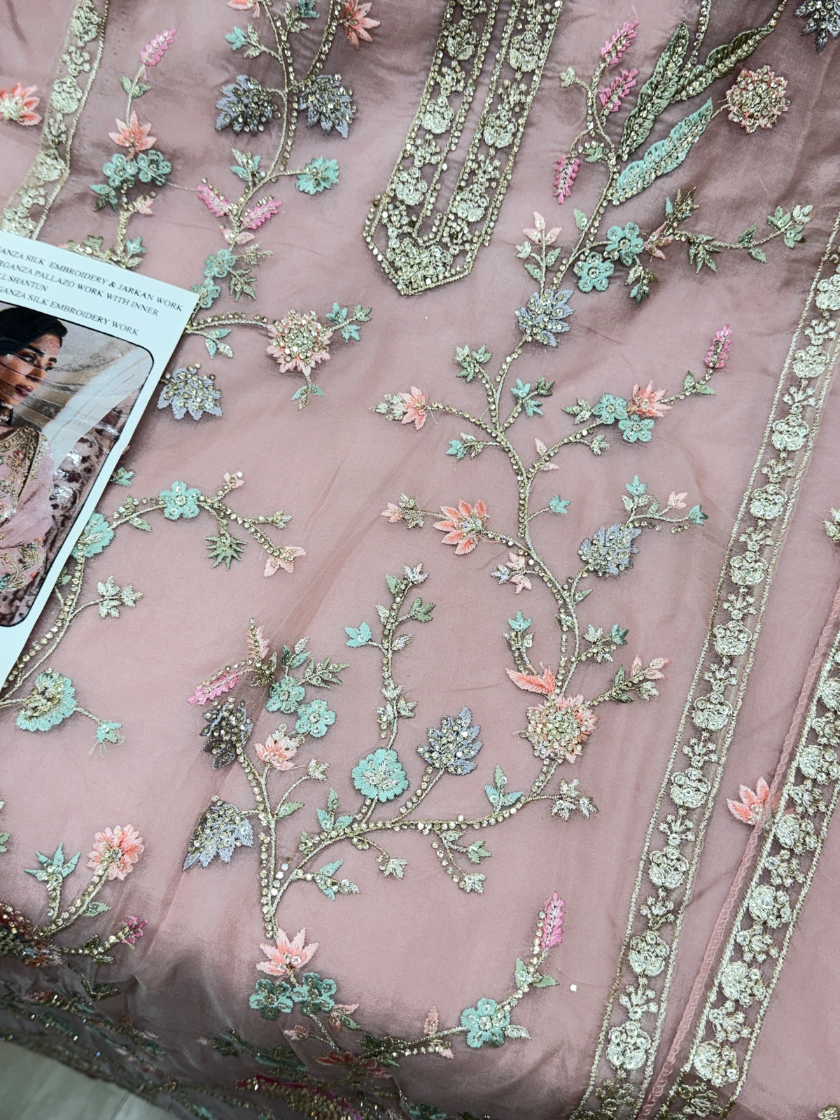 1453 Pakistani Unstitched Partywear - Blush Pink