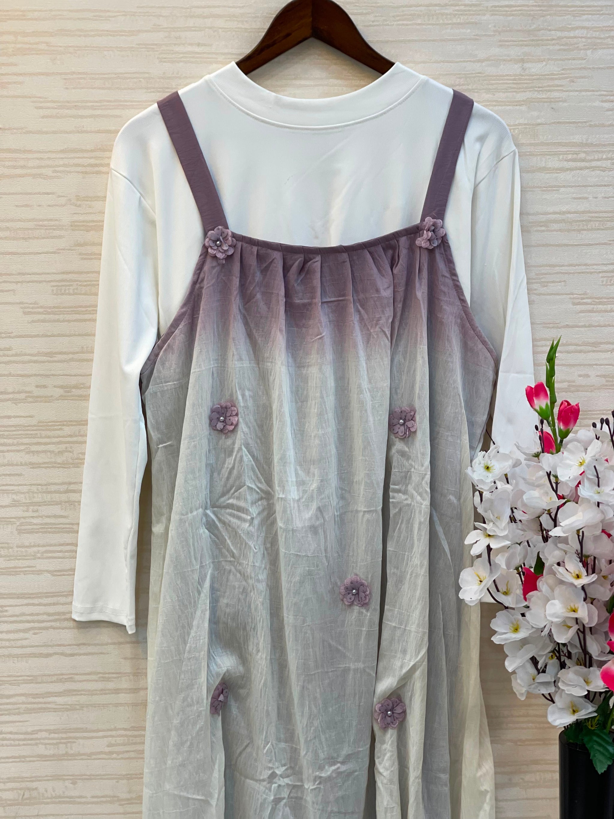 1015 Floral Flare Coord Set - Dusty Lavender