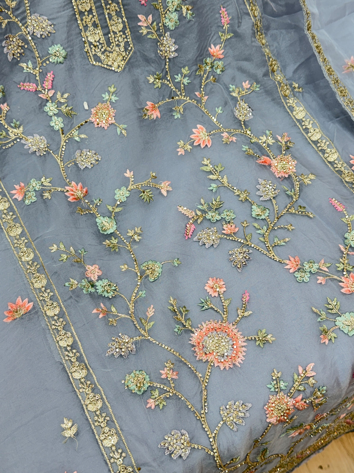 1453 Pakistani Unstitched Partywear - Aqua