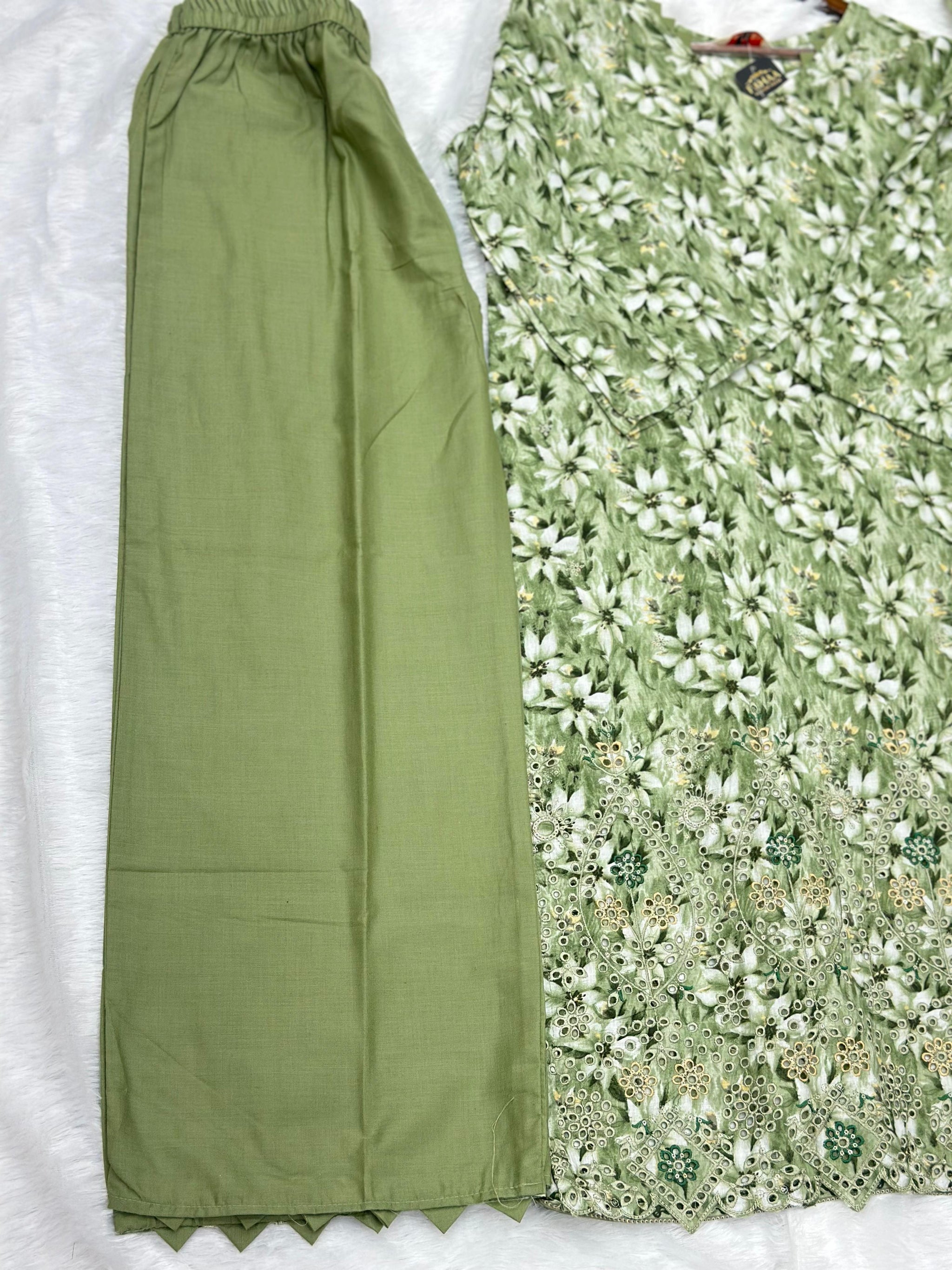 682 Pakistani Lawn Suit -  Green