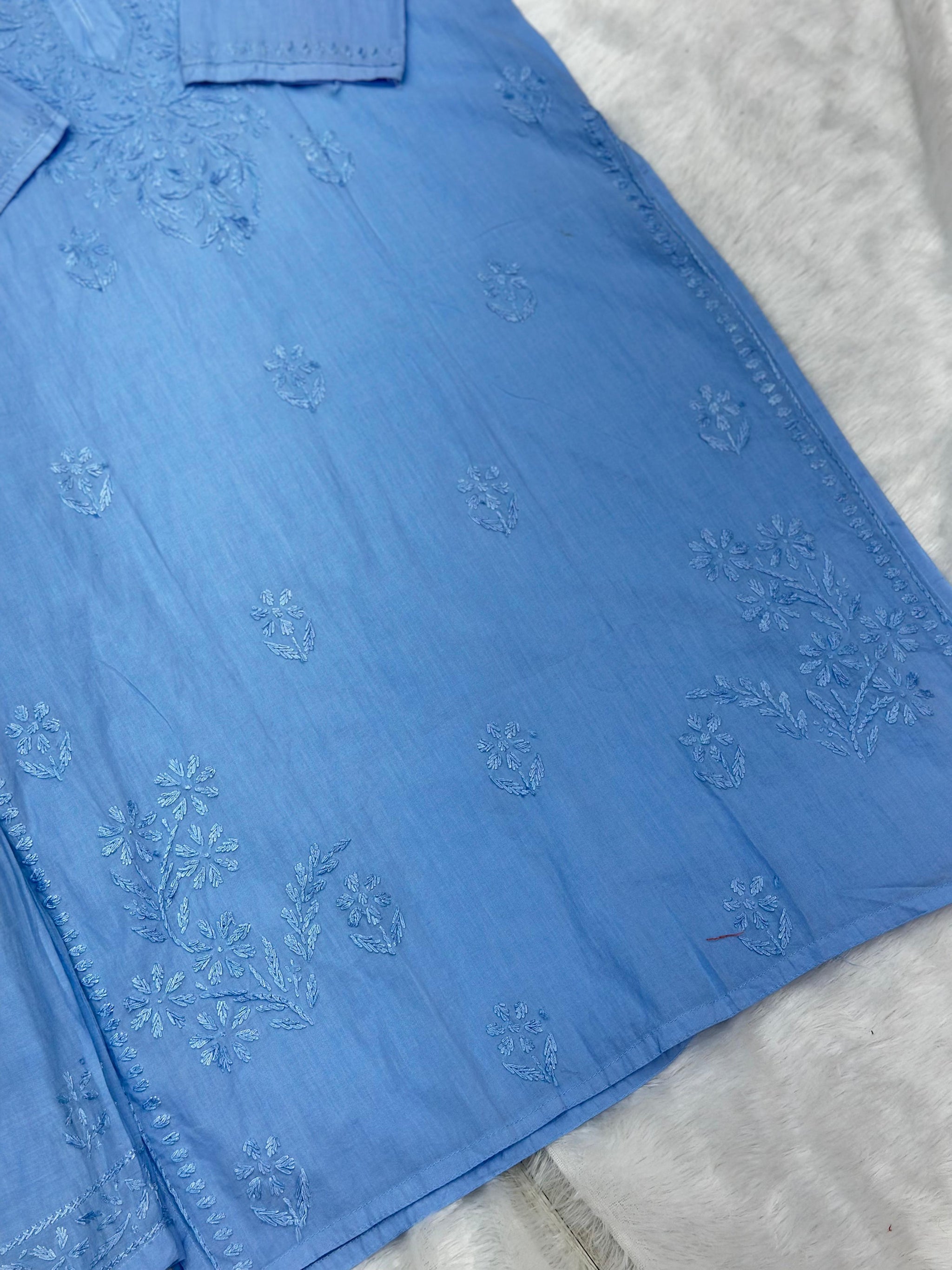 693 Lucknowi Palazzo Set - Powder Blue