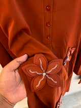 1202 Floral Patch Work Coord Set - Burnt Orange