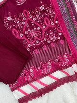 1451 Pakistani Embroidered Suit - Wine Red