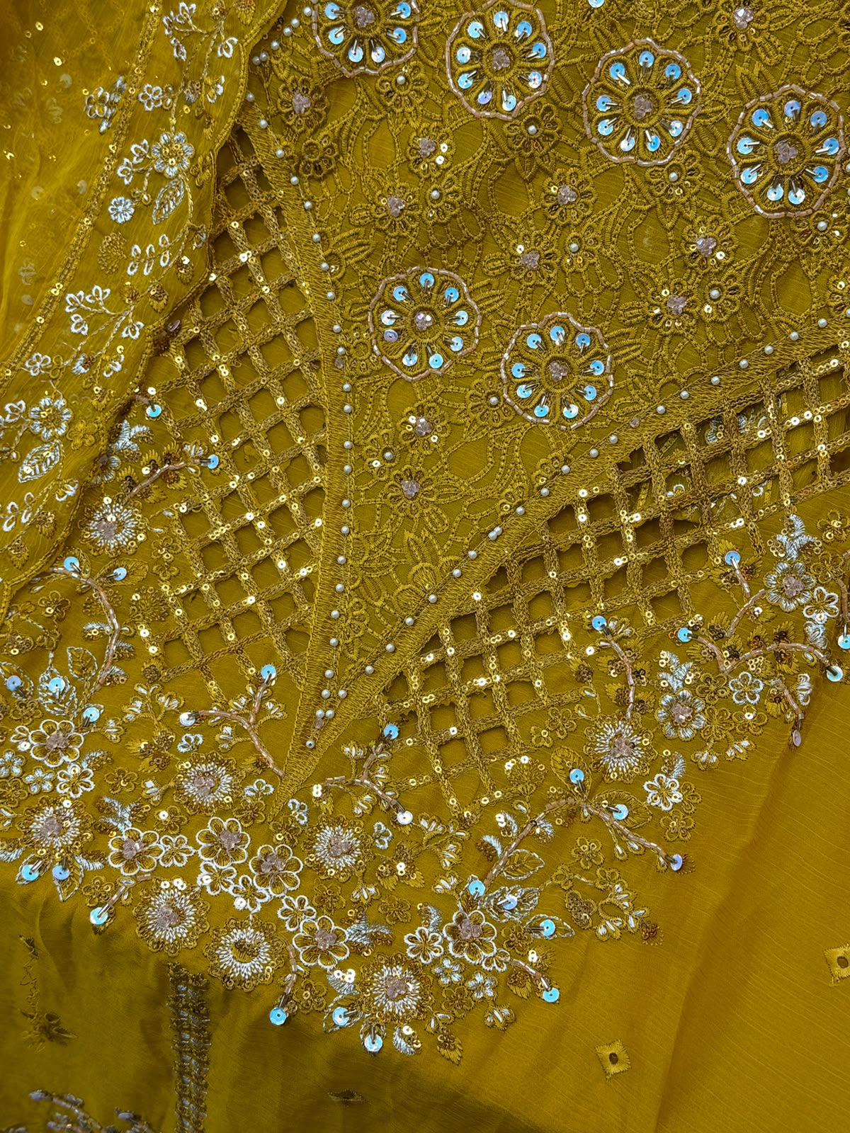 1442 Motifz Unstitched Partywear - Yellow