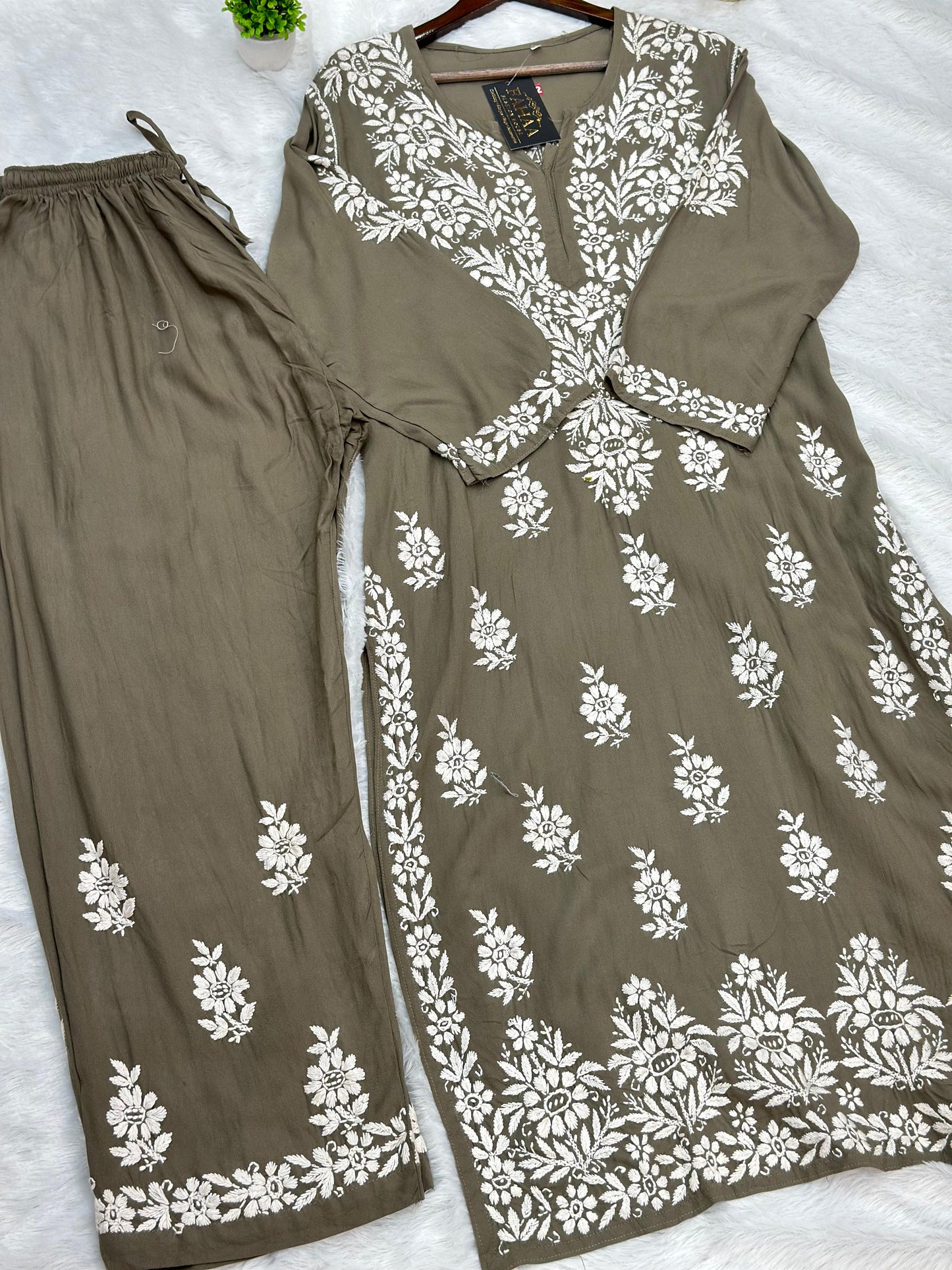 665 Lucknowi Palazzo Set - Gray