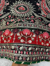 1319 Premium Pakistani Embroidered Black Kaftan 2 Pc Set