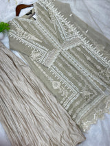 857 Readymade Mushk A-Line Sharara Set - Ivory