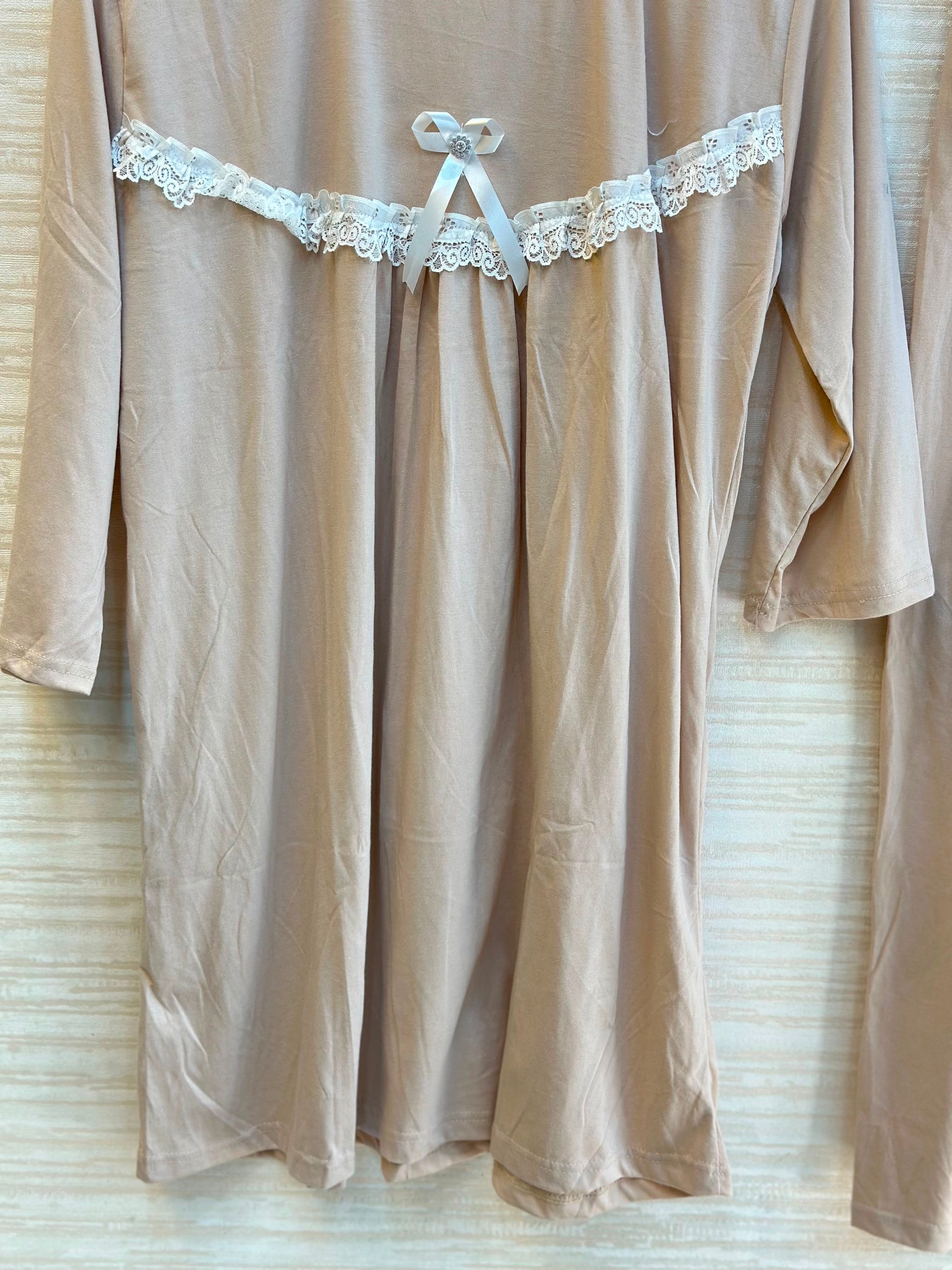 1045 Korean Bow Night Wear - Beige