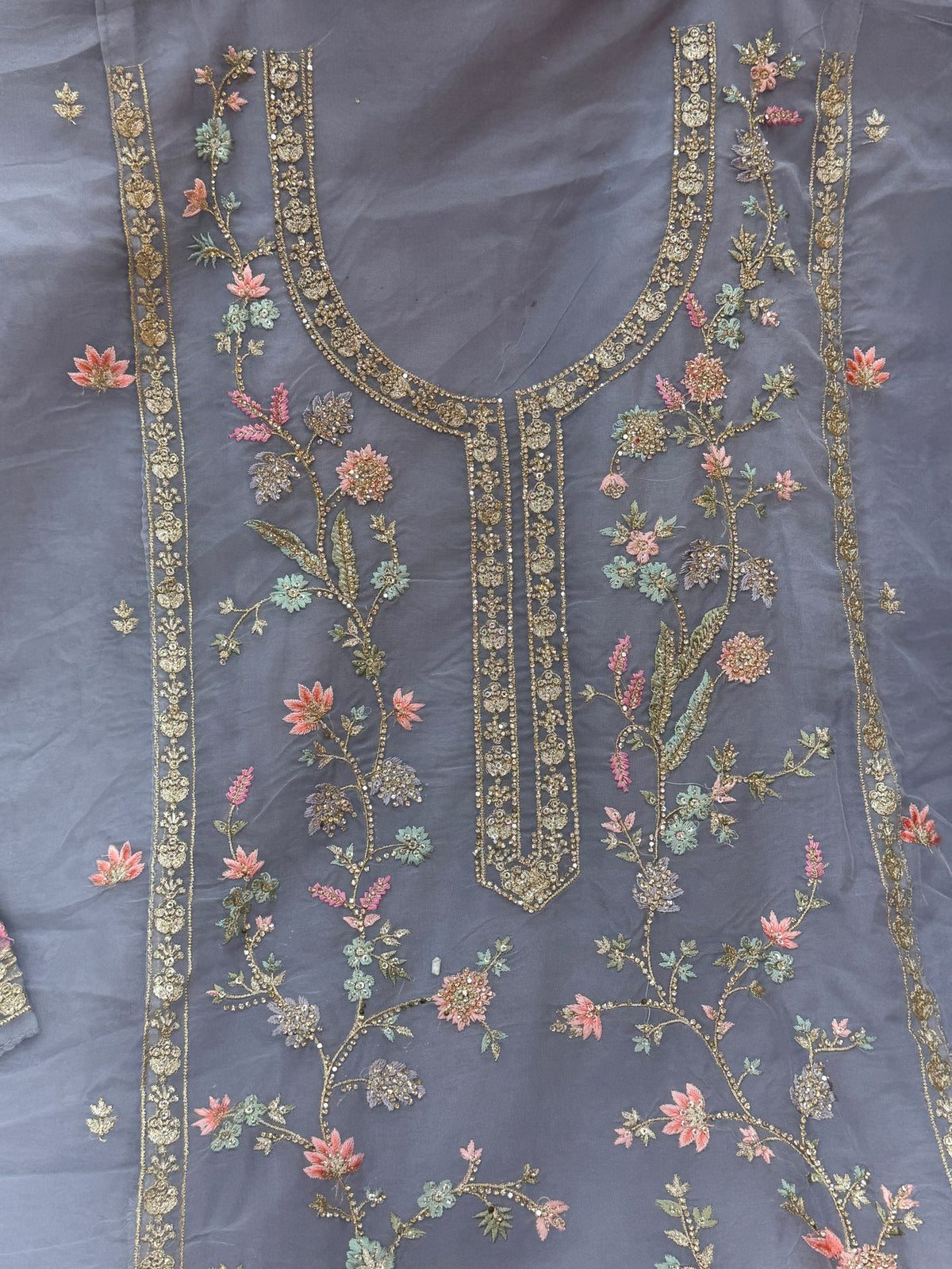 1453 Pakistani Unstitched Partywear - Aqua