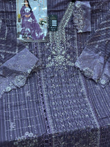 1436 Pakistani Unstitched Partywear - Purple