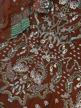 1782 Pakistani Unstitched Party Wear - Rust Brown