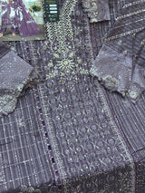 1436 Pakistani Unstitched Partywear - Purple