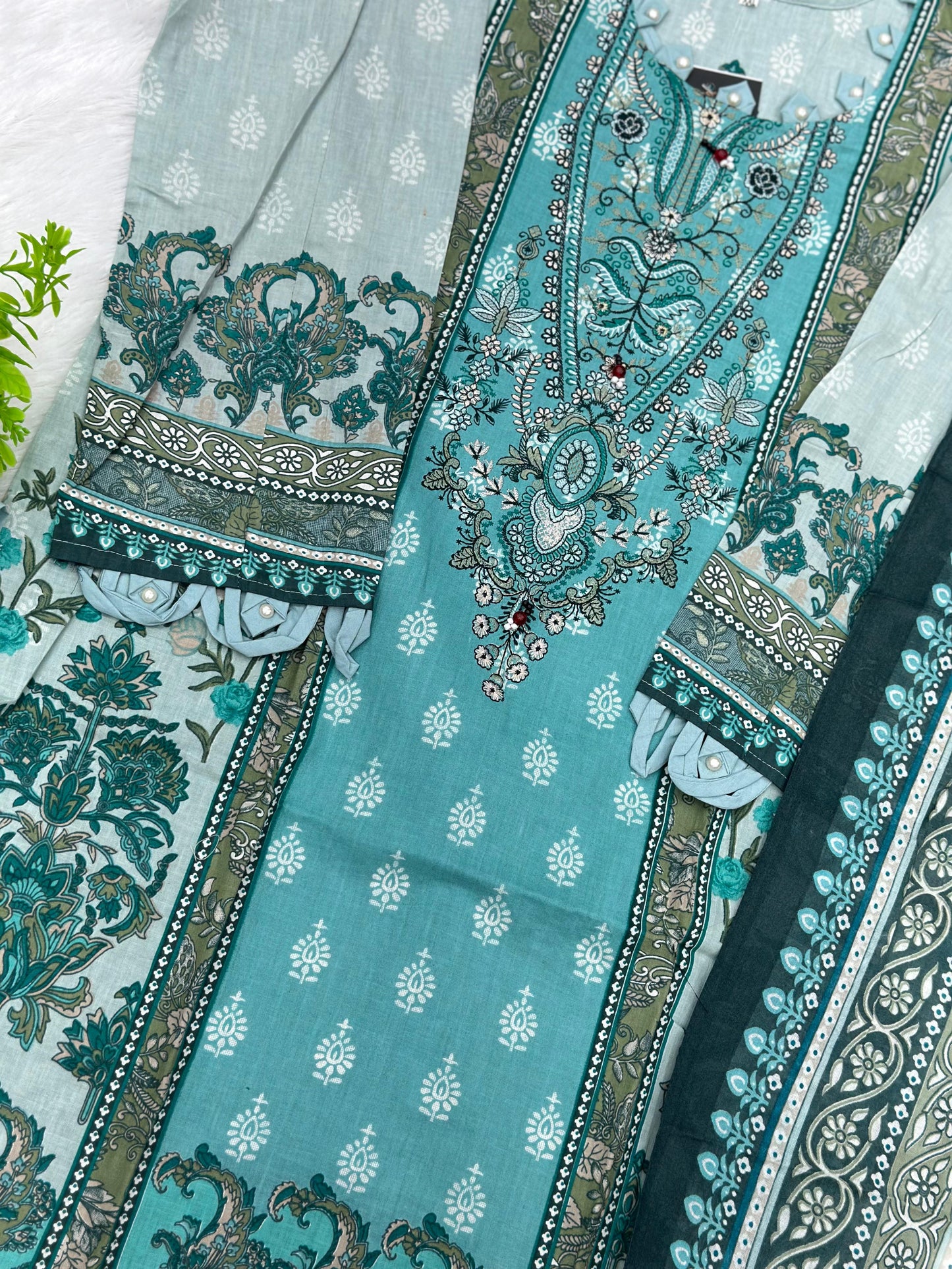 853 Readymade Pakistani Floral Embroidery Lawn Suit
