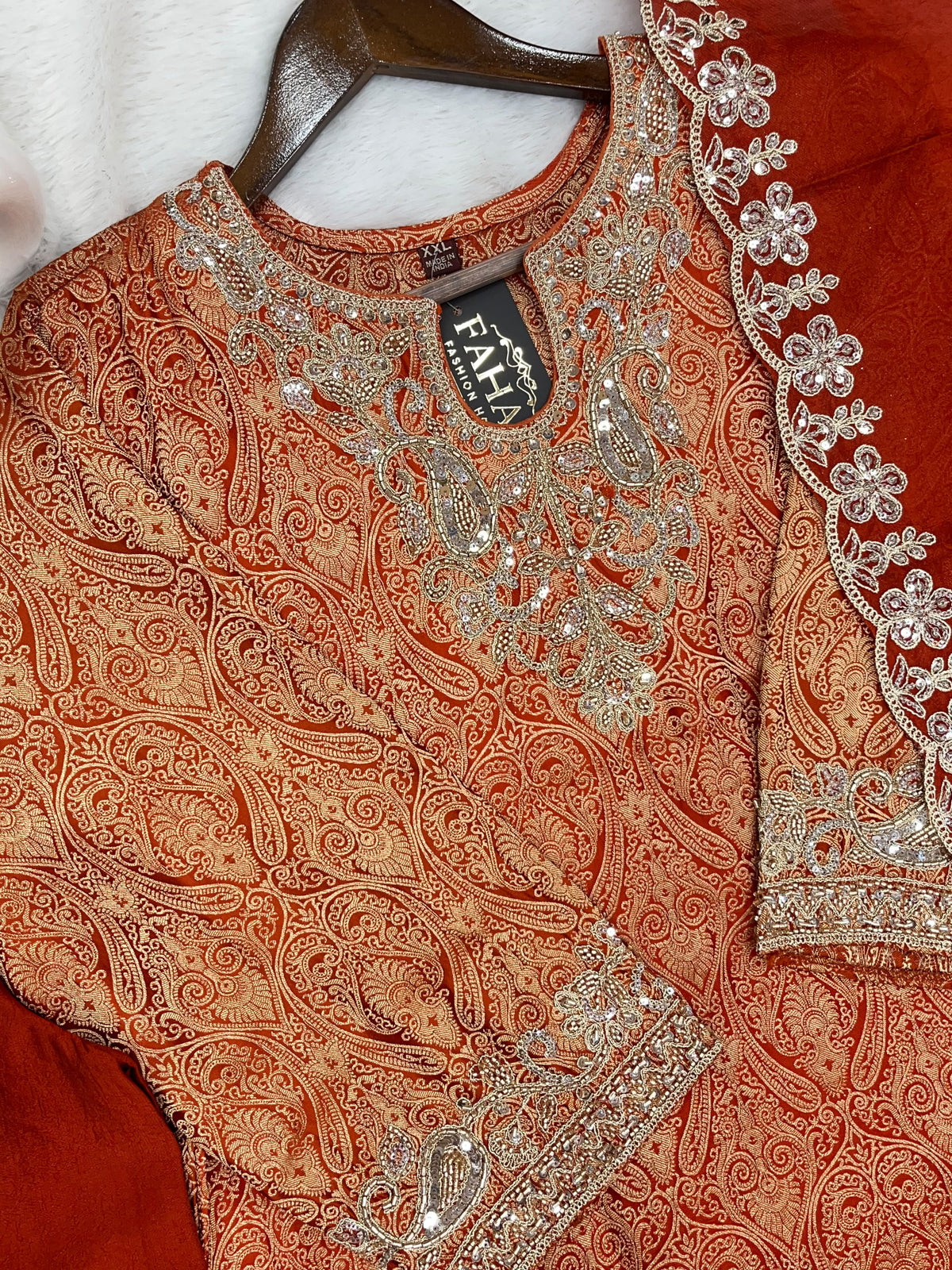 1423 Banarasi Readymade Suit - Orange
