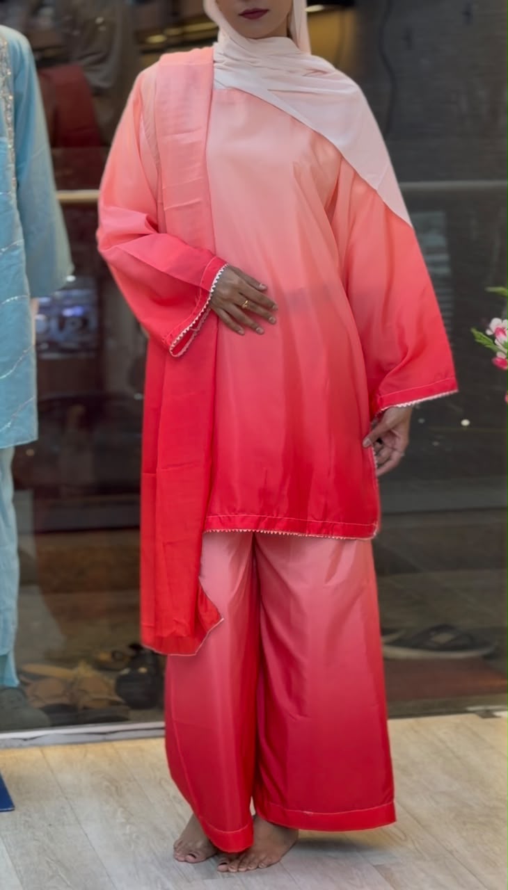 1245 Ombere Shade Coord Set - Peach | Red