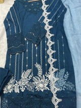 622 Premium Embroidered Pakistani Party Wear - Teal Blue